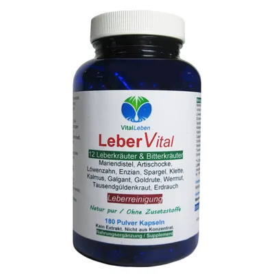 Produktbild von Leber Vital 12 Kräuter & Bitterstoffe 180 Pulver Kapseln Natur Pur Ohne Zusatzstoffe