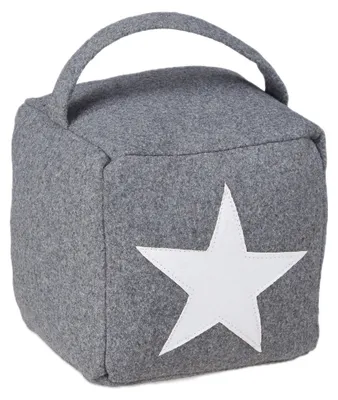 Produktbild von Relaxdays Türstopper Stern, Türpuffer Stoff, Türsack Boden, hoch, mit Griff, dekorativ, HxBxT: 20 x 15 x 15 cm, grau