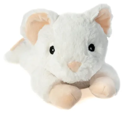 Produktbild von Habibi Plush Premium Wärmetier Maus weiß herausnehmbares Körnerkissen
