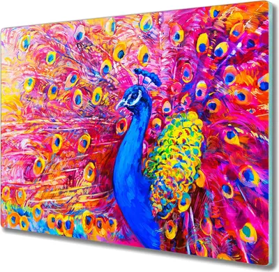 Produktbild von Coloray Herdabdeckplatte 60x52 cm Schneidebrett Kochplattenabdeckung Küchenbrett Hackbrett - Die Tierpfote Vogelfedern
