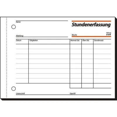 Produktbild von SIGEL ST615 Stundenerfassung, A6 q, mit Blaupapier, 50 Blatt
