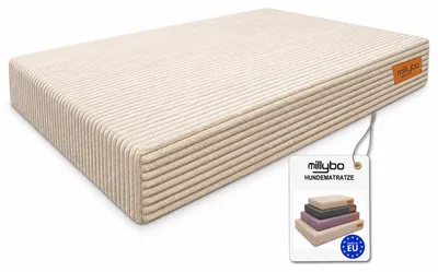 Produktbild von Hundematratze aus Cord mit abnehmbarem Bezug S-XL Hundebett Beige S: 50 x 65 x 10 cm