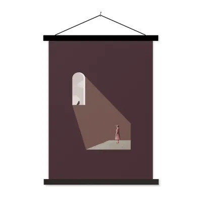 Produktbild von MuchoWow® Textilposter Mädchen - Vogel - Vintage 60x80 cm mit schwarzem Rahmen - Plakathalter