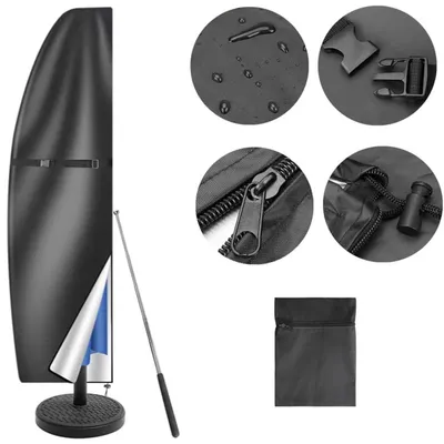 Produktbild von Sonnenschirmhülle – 265x40/70/50 cm - Oxford 210D - mit Reißverschluss und Stange - Kordelzug und Aufbewahrungsbeutel - für Garten, Strand und Balkon