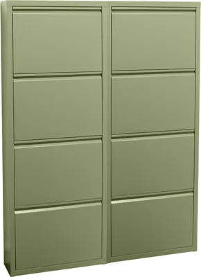 Image de Pisa Armoire à chaussures à 8 rabats/portes en métal, vert. Livré entièrement monté.