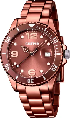 Produktbild von Calypso K5646 Armbanduhr analog Quarz mit Faltschließe, Farbe:braun