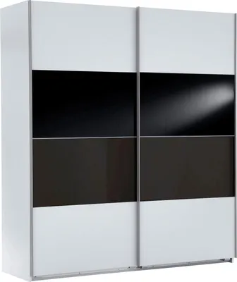 Produktbild von Schwebetürenschrank Easy Plus Kleiderschrank 180x65x210cm weiß Schwarzglas (18652)