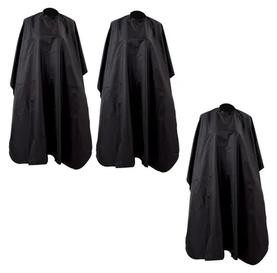 Produktbild von 3er Set Friseurumhang Erwachsene und Kinder mit Klettverschluss - Schwarzer Haarschneideumhang 120 x 145 cm - wasserdichter XXL Frisör Umhang für Unisex - Universal für Barber Friseursalon