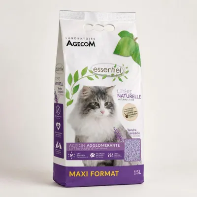 Immagine prodotto di Lettiera naturale e biodegradabile per gatti, profumata alla lavanda, 6 litri – Essential