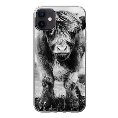 Produktbild von MuchoWow® Handyhülle Schutzhülle Hülle für iPhone 12 mini Schottischer Highlander - Berg - Schwarz - Weiß Silikon Softcase Handy Hülle - Bild