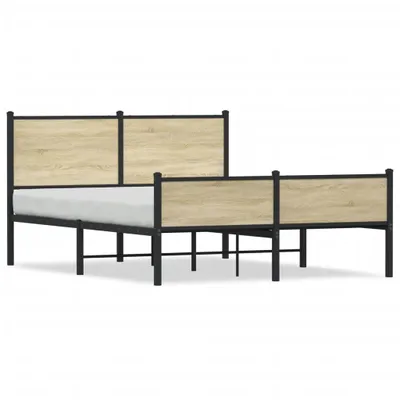 Produktbild von vidaXL Metallbett ohne Matratze Sonoma-Eiche 137x190 cm