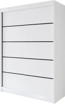 Produktbild von Easy4You P4 150 cm Weiß Schiebetüren Kleiderschrank 150x200x58 cm Schlafzimmermöbel, Aufbewahrung - Mehrzweckschrank - Farbe: Weiß