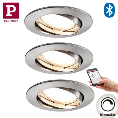 Immagine prodotto di Set di 3 LED da incasso Smart Home da 5,2W/230V IP23 dimmerabili argento Ø8,3cm