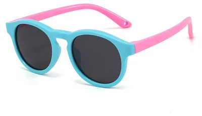 Produktbild von Techsuit - Sunglasses Polarised (8308-C27) runde polarisierte Sonnenbrille für Babys mit Band - seeblau / rosa