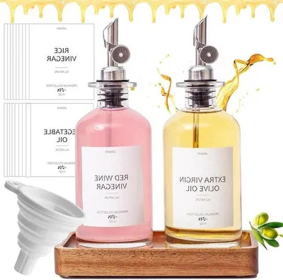 Image de Bouteille d'huile avec bec verseur - Set de présentation pour huile et vinaigre de cuisine