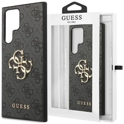 Produktbild von Guess Metal Gold Logo Hard Case für Samsung Galaxy S23 Ultra S918B Grau Schutz-Hülle Cover