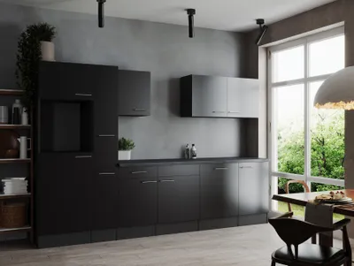 Produktbild von Küche Küchenzeile Leerblock Grau Matt Schwarz Oliver 310 cm Respekta