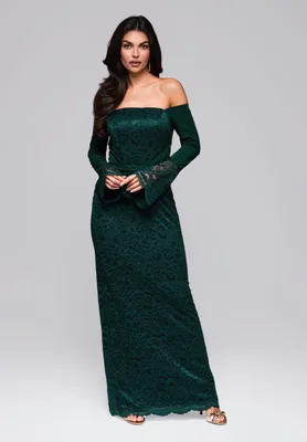 Produktbild von Ombre Schulterfreies Maxikleid aus Spitze Grün S