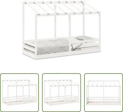 Obrázek produktu pro The Living Store Dětská postýlka se stříškou bílá 90x190 cm z masivního borovicového dřeva