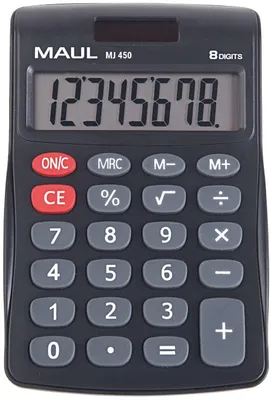 Image de MAUL Calculatrice de bureau MJ 450 Affichage LCD 1 ligne, 8 chiffres pile solaire 11.3 x 7.2 x 1.9 cm noir