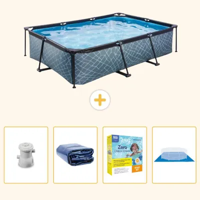 Zdjęcie produktu dla Basen zewnętrzny prostokątny - imitacja kamienia - 300x200x65 cm - 5-elementowy - SCB66