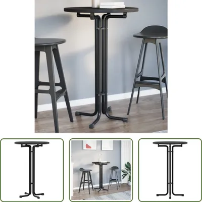 Image de The Living Store Table de salle à manger noire Ø70x110 cm Bois composite et acier