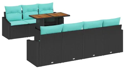 Produktbild von vidaXL Gartensofa-set 8 stk. 7-Sitzanzahl Schwarz und Türkis