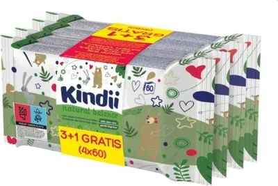 Zdjęcie produktu dla Kindii Chusteczki nawilżane dla dzieci Natural Balance, 4 x 60 sztuk