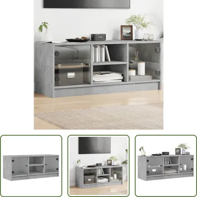 Immagine prodotto di The Living Store Mobile TV con ante in vetro grigio cemento 102x37x42 cm