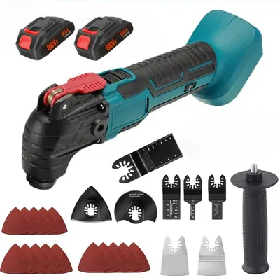 Produktbild von Mehrzweck-Akku-Oszillierwerkzeug, Mit 2 21V-Batterien, 24er-Set, mit Zusatzhandgriff zum Schneiden, Schaben, Schleifen, 6 Geschwindigkeiten