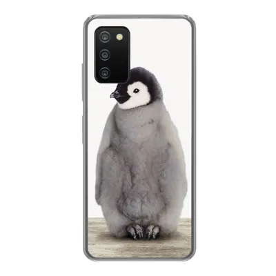 Produktbild von MuchoWow® Handyhülle Schutzhülle Hülle für Samsung Galaxy A03s Kinder - Pinguin - Grau - Tiere - Mädchen - Jungen Silikon Softcase Handy Hülle - Schutz