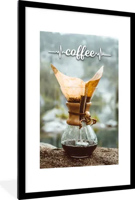 Produktbild von MuchoWow® MuchoWow® Gerahmtes Poster Kaffee - Zitate - Sprichwörter - Kaffee 60x90 cm - Poster mit zchwarzem Bilderrahmen - Dekoration - Wandposter Wohnzimmer - Hochwertig