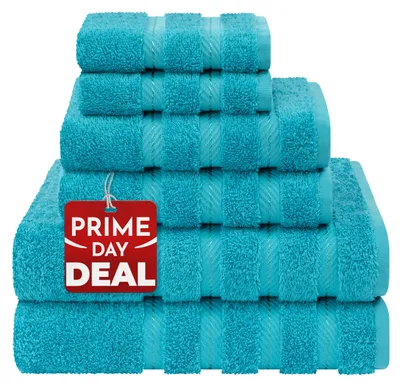 6-teiliges Handtuch-Set, 100% türkische Baumwolle, Aqua Blau