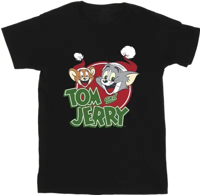 Produktbild von Tom And Jerry - "Christmas Hat Logo" T-Shirt für Herren BI47722 (XXL) (Schwarz)