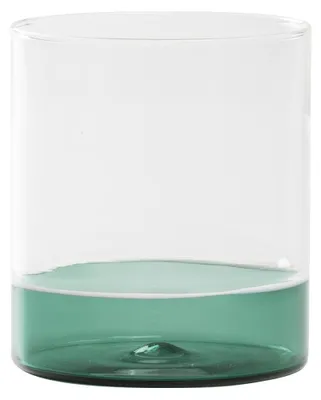 Immagine prodotto di Filo Bianco Set 4 Bicchieri Tumbler in Vetro Borosilicato Soffiato a Mano, Trasparente e Verde Lago, Design Muranese Incalmo per Uso Quotidiano