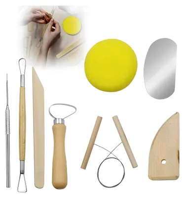 Produktbild von 8-teiliges Set aus Holz und Keramik für Modellierwerkzeuge, Töpferzubehör für Anfänger und Künstler