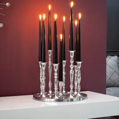 Produktbild von riess-ambiente Kerzenständer MODERN BAROCK 30cm 9-flammig silber Aluminium poliert Kerzenhalter Deko-Platte