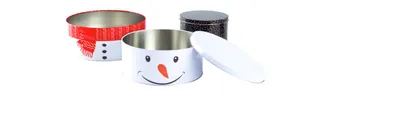 Produktbild von Gebäckdose Plätzchendose 3 er Set Keksdose Blechdose Weihnachten Rund NEU