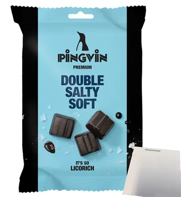 Produktbild von Toms Pingvin Lakritz Double Salty Soft (90g Packung) + usy Block