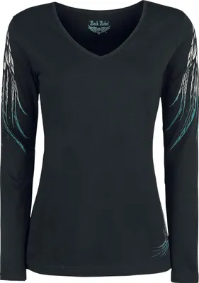 Produktbild von Rock Rebel by EMP Damen schwarzes Langarmshirt mit Flügel-Design 3XL