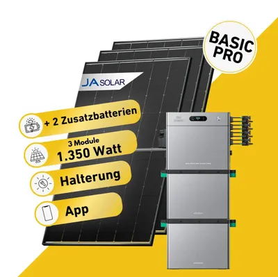Produktbild von Balkonstrom Balkonkraftwerk 1350W Solaranlage mit Speicher |2xZusatzspeicher | Blechdachhalterung| 2xSolarmodul | Zendure SolarFlow 2400 Pro