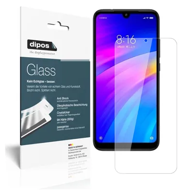 Produktbild von 2x Schutzfolie für Xiaomi Redmi 7 - Anti-Shock 9H Folie dipos Glass Kunststoffglas