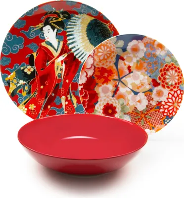 Produktbild von Excelsa Geschirrset 18-Teiliges Kimono Porzellan Und Stoneware Bunt