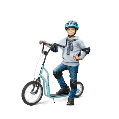 Produktbild von Kinderscooter mit Luftreifen 16/12 Zoll Cityroller Kickboard Tretroller ab 5 jahre 135 x 58 x 88-94 cm Blau