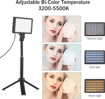 Zdjęcie produktu dla 3 Packs 15W LED Video Light Set Desktop Photography Fill Light Bi-Color Temperature Adjustable Brightness CRI95 USB Power Supply with Extendable Tripod Color Filters for Vlog Video Shooting Video Conference Live Stream Makeup Selfie Product Photography