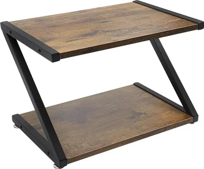 Image de Support pour imprimante - Étagère de bureau à 2 niveaux - Bois - Pour imprimante, imprimante 3D, scanner, fax - Organisateur peu encombrant - Noir
