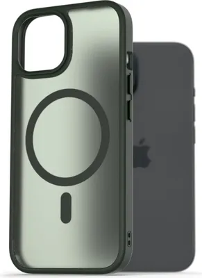 Imagen del producto de Funda mate AlzaGuard compatible con MagSafe para iPhone 15, color verde oscuro