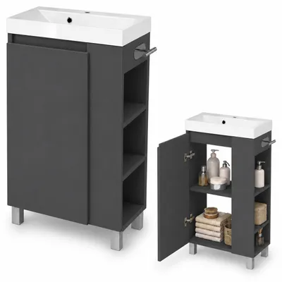 Produktbild von paplinskimoebel Waschtisch mit Unterschrank Badmöbel SEVA46 Stehend/Hänged Gäste WC Top Toilette Sink Toilette Badschrank Mineralguss Links-Rechts, KI-generiertes Bild