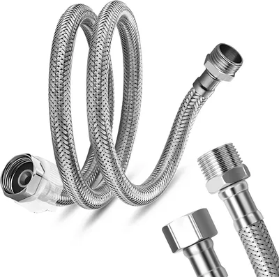 Imagen del producto de Manguera flexible de acero inoxidable 304, 1 metro, sin fugas, resistente a la rotura, para suministro de agua