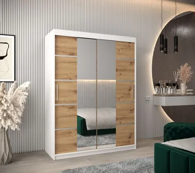 Obrázek produktu pro Skříň se zrcadly VIVIEN - šířka 150 cm, bílá / dub artisan